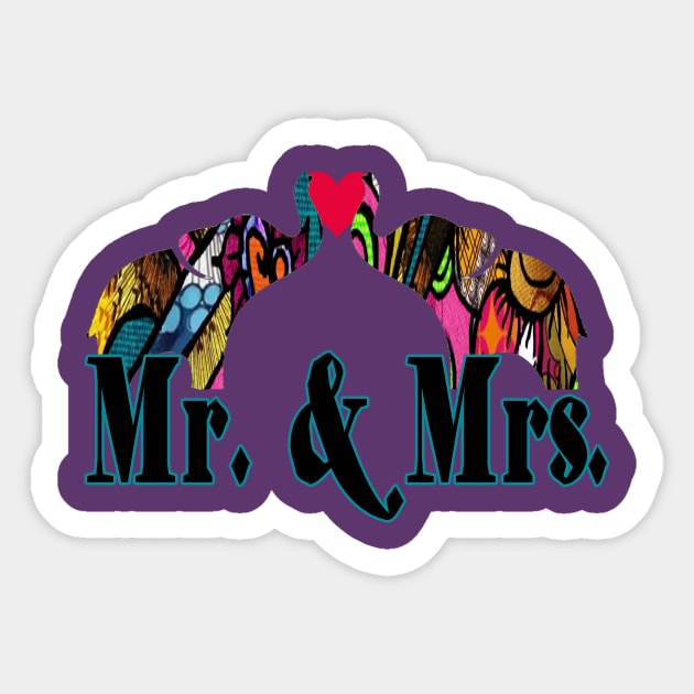 Mr. and Mrs. love elephants Sticker by artbyomega